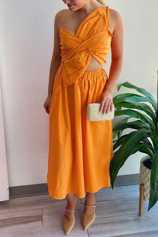 One-Shoulder Casual Midi Dress