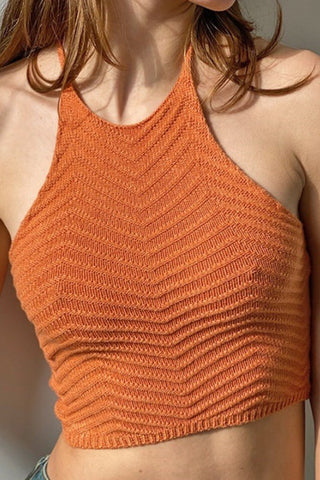 Chevron Halter Neck Crop Top