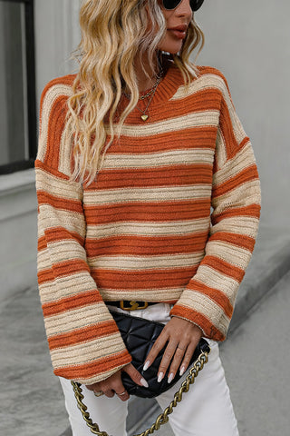 Striped Knit Pullover Sweater