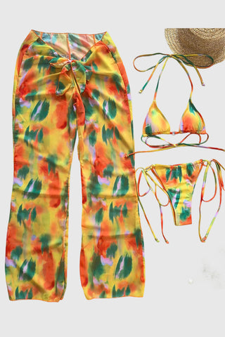 Floral Print Bikini Set with Cover-Up