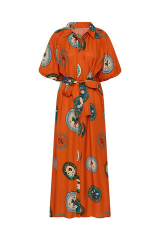 Shirt Dress with Graphic Button Front