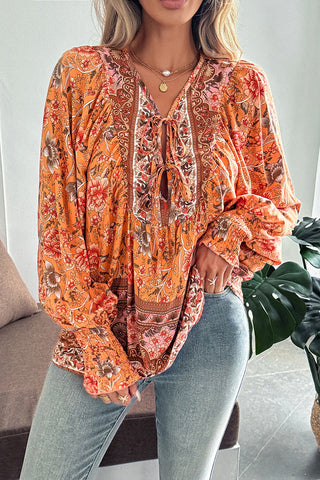 Floral Boho Blouse with Billowy Sleeves