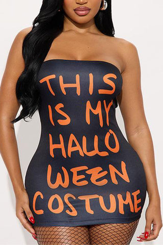 Strapless Halloween Casual Dress