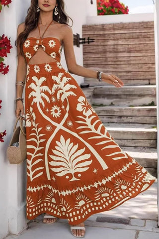 Strapless Cutout Casual Maxi Dress