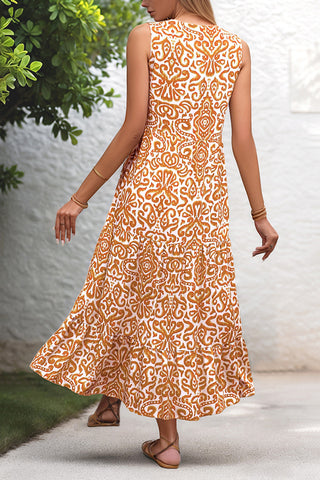 Sleeveless Bohemian Print Casual Dress