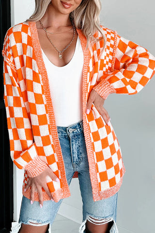 Checkerboard Knit Cardigan