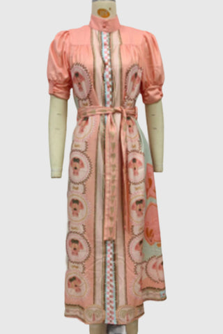 Elegant Belted Print Casual Dress