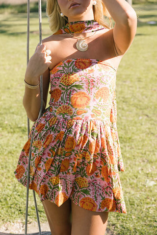 Halter Neck Floral Mini Dress