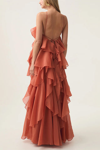 Layered Ruffle Halter Dress