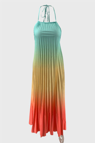 Gradient Halter Neck Maxi Dress
