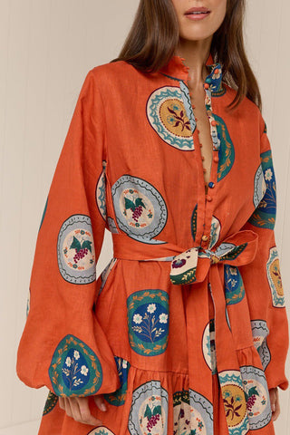 Tie-Waist Casual Dress with Artistic Print