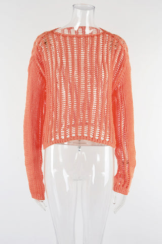 Open-Knit Long Sleeve Blouse