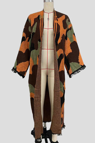 Statement Striped Pattern Poncho