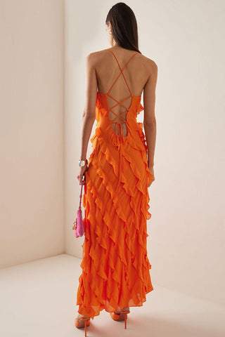 Ruffled Tiered Evening Dress