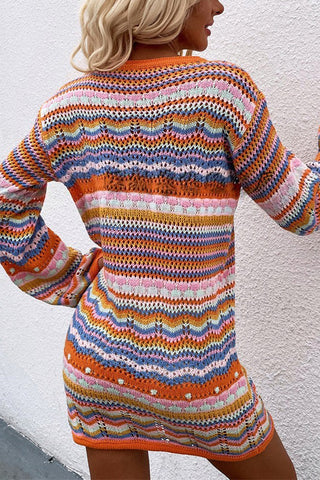 Multicolor Knit Sweater Dress