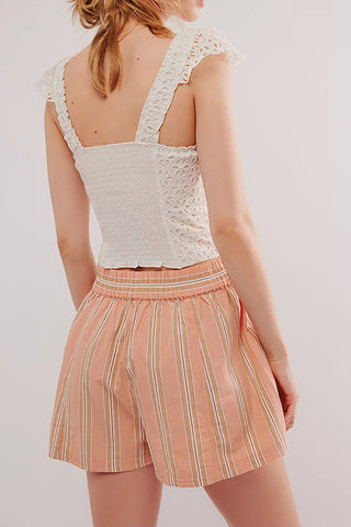 Striped Elastic Waist Casual Shorts
