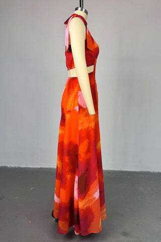 Abstract A-Line Tie Strap Dress