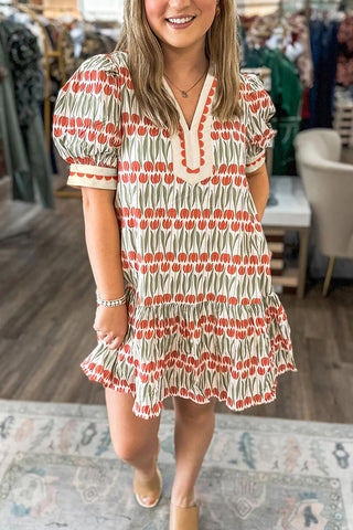 Tulip Print Casual Dress