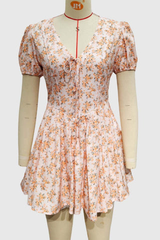 Floral Puff Sleeve Mini Dress