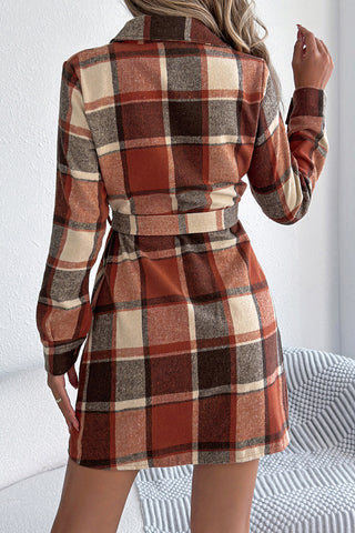 Belted Plaid Shirt Dress