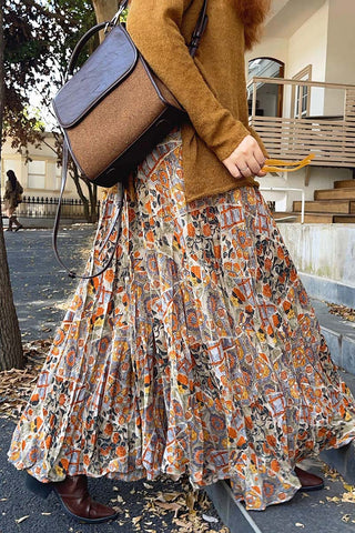 Patchwork Floral Maxi Skirt
