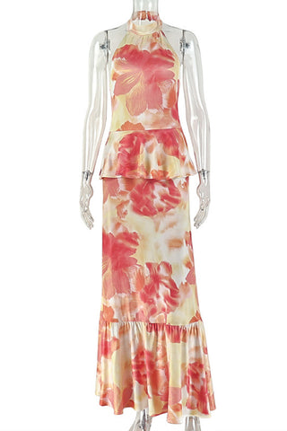 Floral Halter Casual Dress