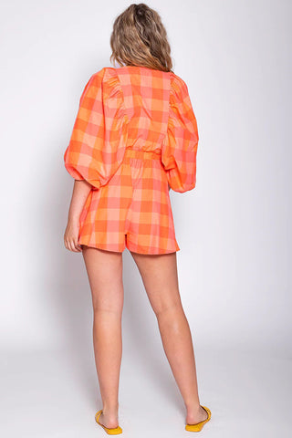 V-Neck Balloon Sleeve Romper