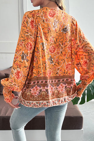 Floral Boho Blouse with Billowy Sleeves