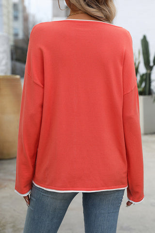Contrast Trim Relaxed Crewneck Top