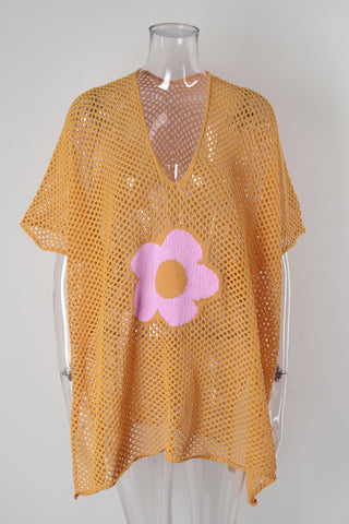 Floral Mesh Beach Cover-Up