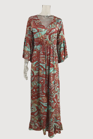 Bohemian Long-Sleeve Maxi Dress