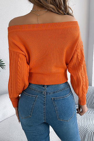 Off-Shoulder Cable Knit Sweater