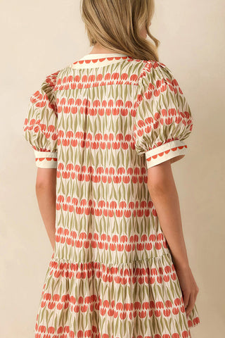 Tulip Print Casual Dress