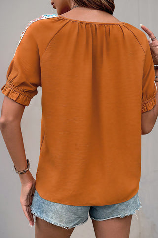 Floral Sleeve Peasant Blouse