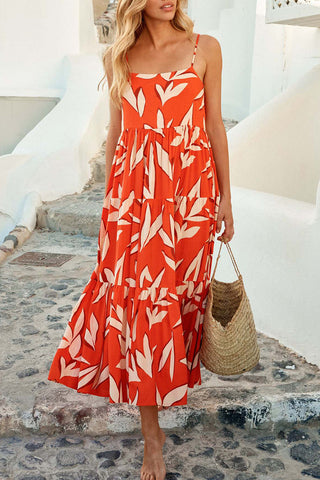Tropical Print Tiered Dress
