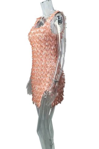 Textured Embellished Mini Dress
