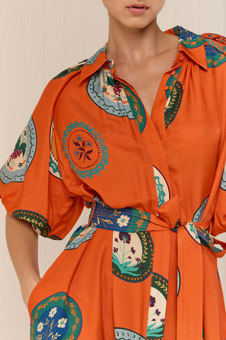 Patterned Belted Maxi Dress