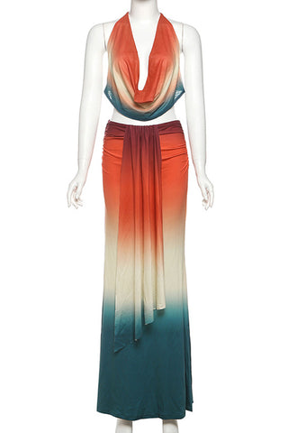 Draped Halter Skirt Set