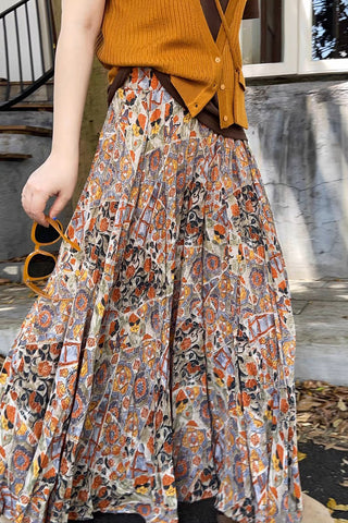 Patchwork Floral Maxi Skirt