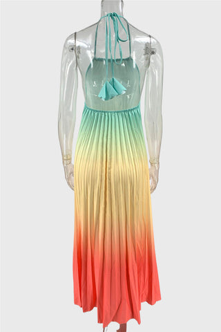 Gradient Halter Neck Maxi Dress
