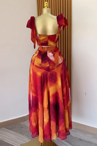 Abstract A-Line Tie Strap Dress