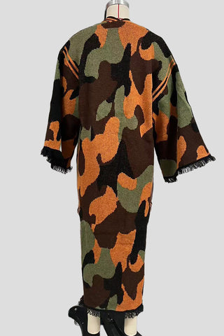 Statement Striped Pattern Poncho