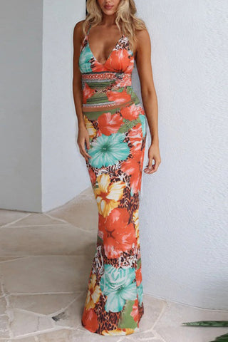 Floral Halter Maxi Suit Set