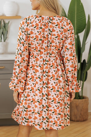 Floral Print Smocked Casual Dress