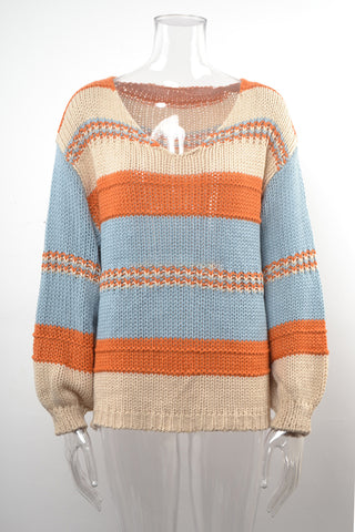 Stylish V-Neck Patterned Sweater
