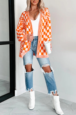 Checkerboard Knit Cardigan
