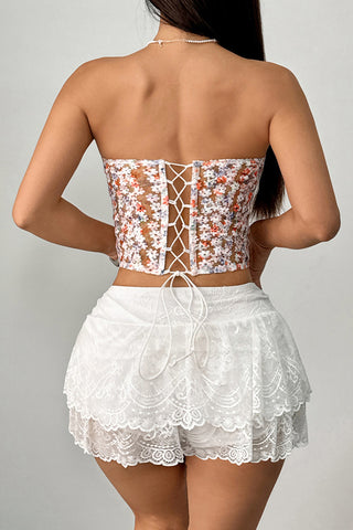 Strapless Floral Lace Bustier Top