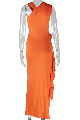 Elegant Asymmetric Ruffle Dress