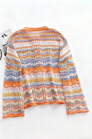 Vibrant Button-Down Knit Cardigan