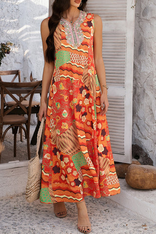 Bohemian Patchwork Maxi Dress